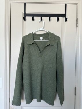 a new day Olive Green V-Neck Collared Men's Sweater